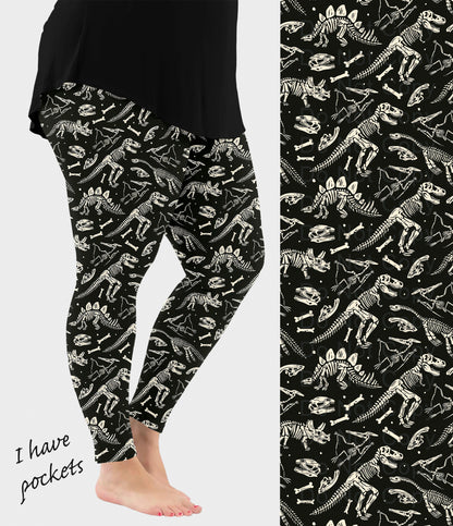 RTS - Dinosaur Skeleton Leggings w/ Pockets