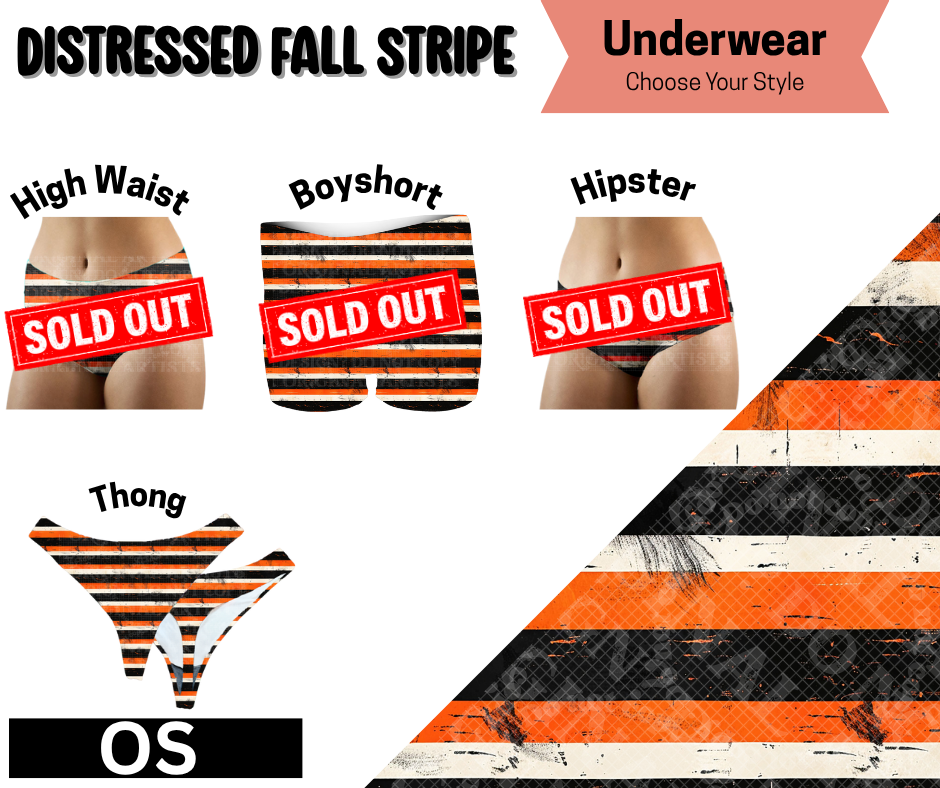 Distressed Fall Stripe Thong Underwear