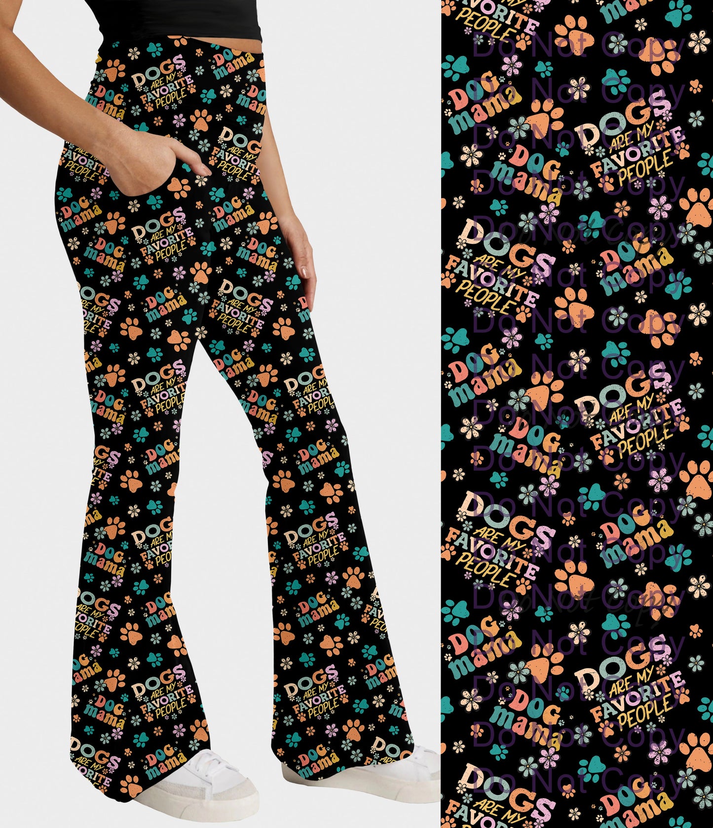 RTS - Dogs are My Favorite Flare Leggings w/ Pockets