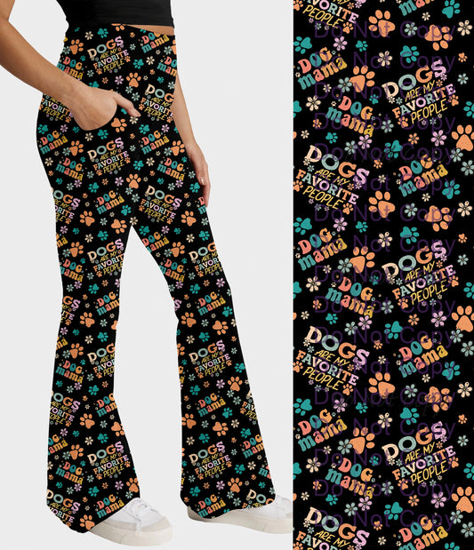 RTS - Dogs are My Favorite Flare Leggings w/ Pockets