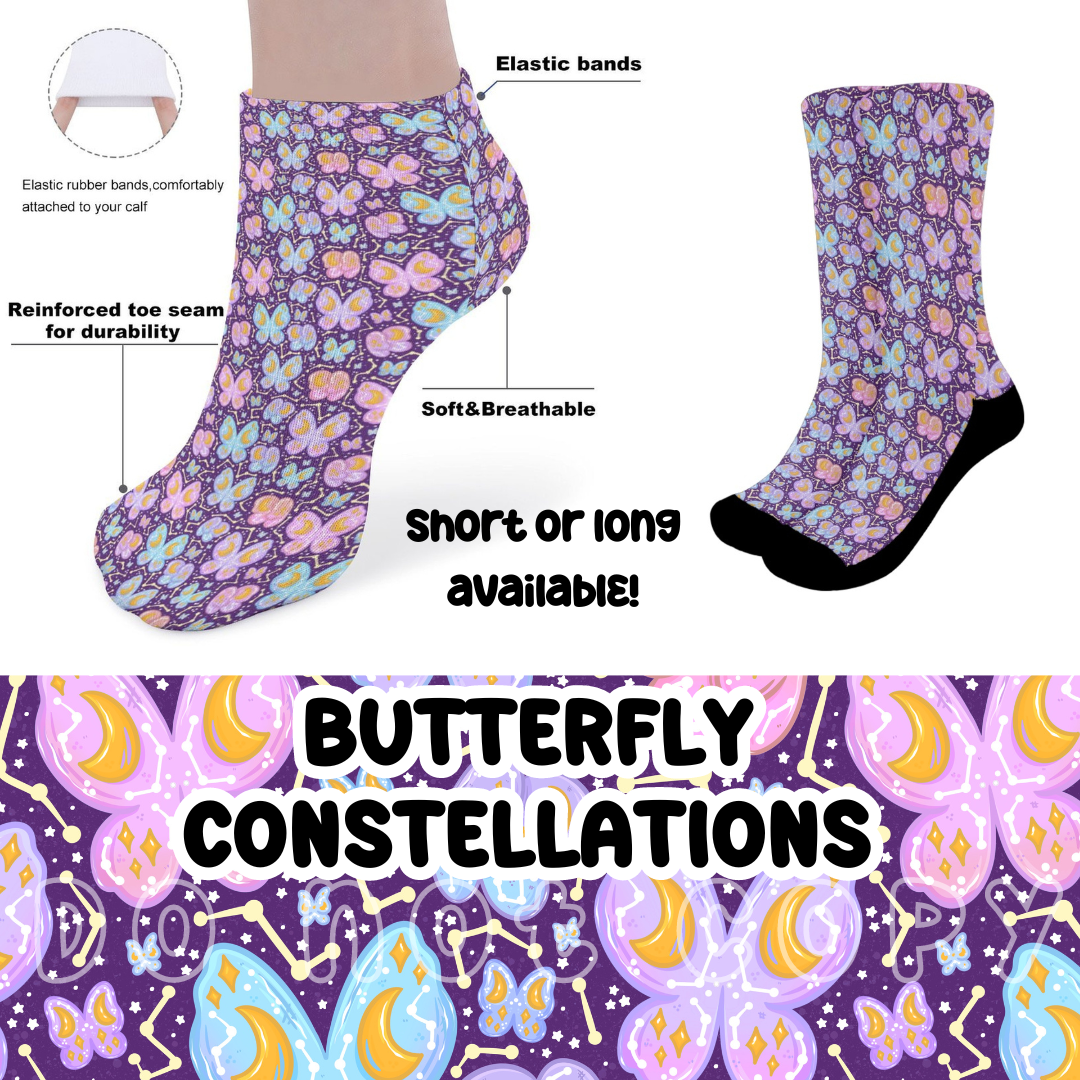 BUTTERFLY CONSTELLATIONS - CUSTOM PRINTED SOCKS ROUND 2