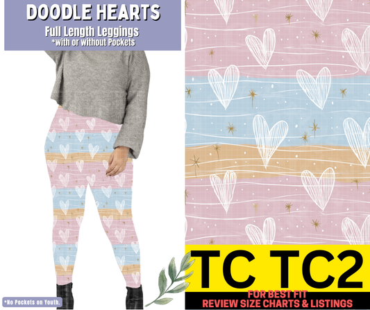 Doodle Hearts Full Length Leggings w/ Pockets