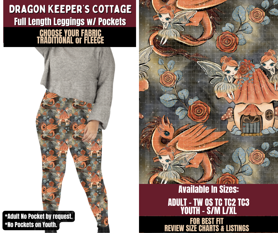 Preorder! Closes 7/22. ETA Oct. Dragon Keeper's Cottage Leggings Choose Fleece or Traditional