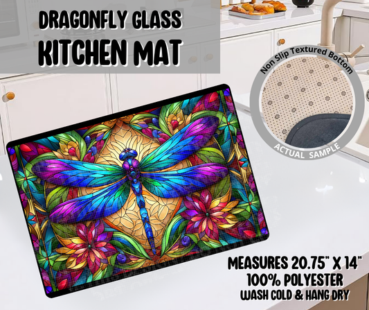 Dragonfly Glass Kitchen Mat