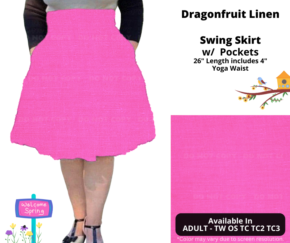 Preorder! Closes 1/15. ETA April. Dragonfruit Linen Swing Skirt