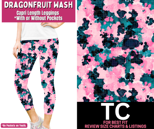 Dragonfruit Wash Capri Length Leggings w/ Pockets