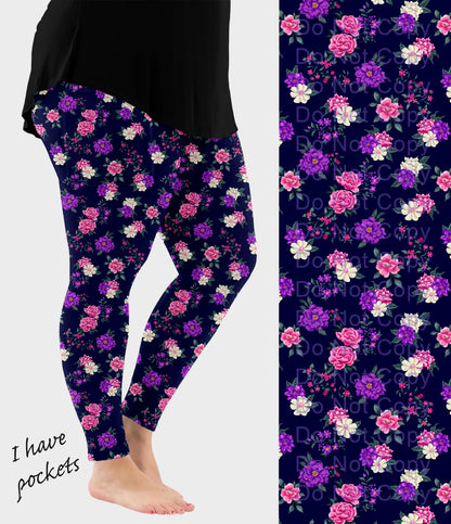 RTS - Dreamy Blossoms Floral Leggings with Pockets