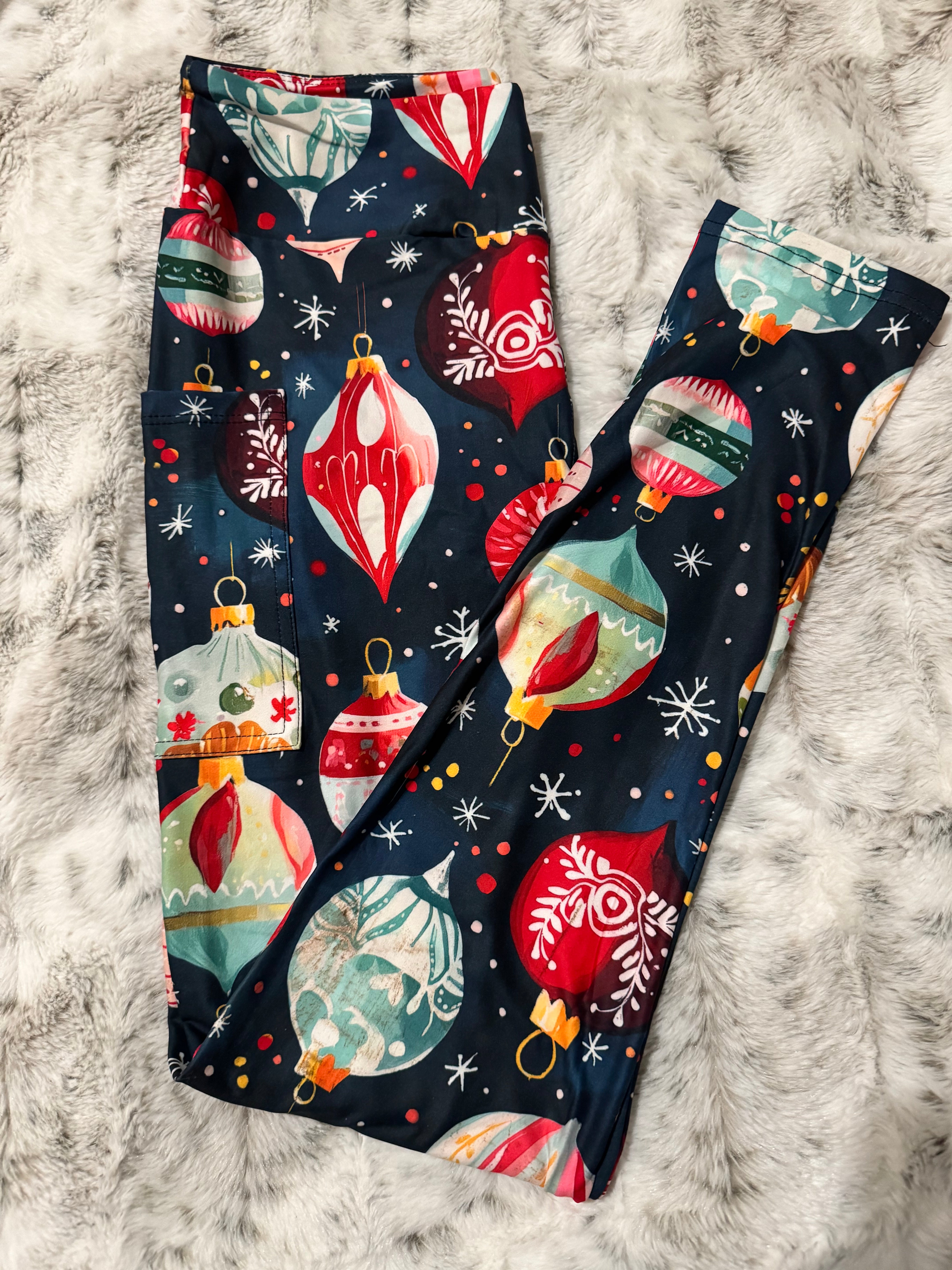 Christmas Ornaments Full Length Leggings With Pockets