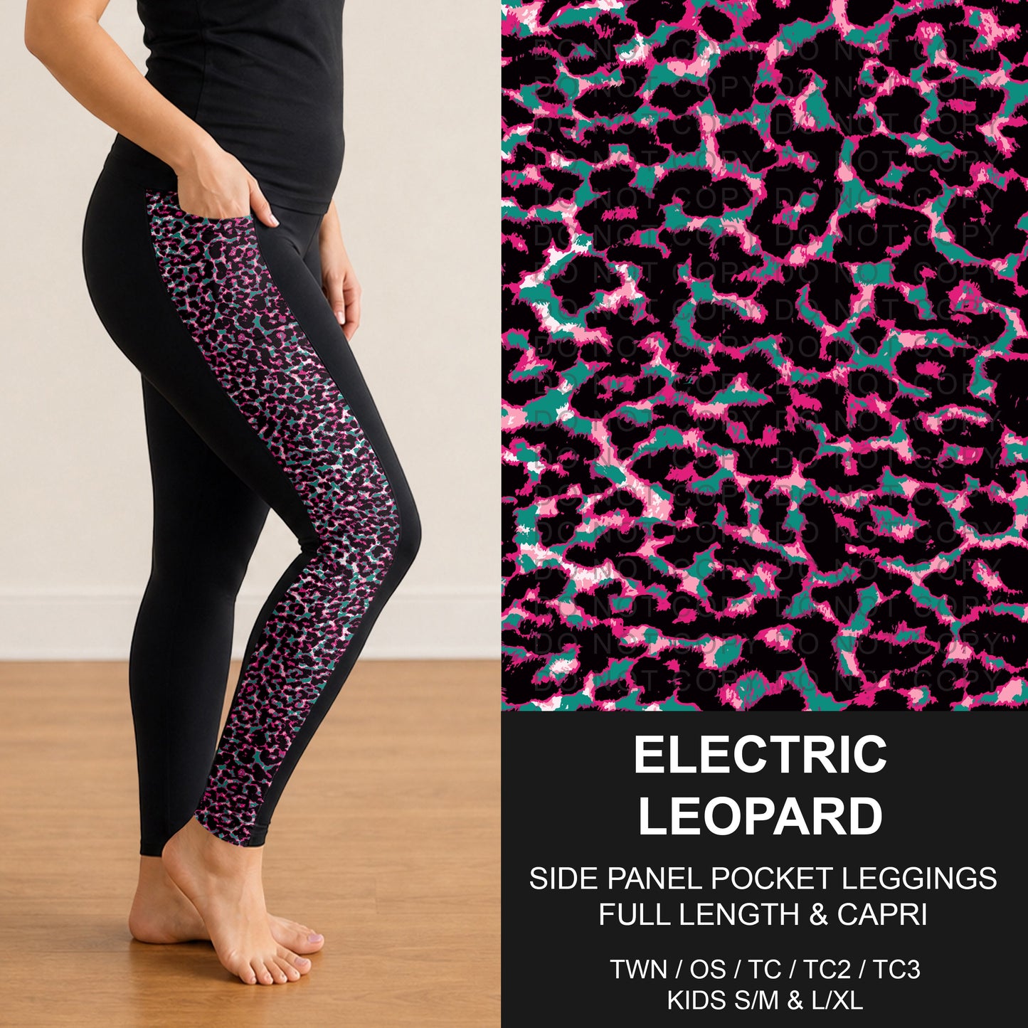 B300 - Preorder Electric Leopard Side Panel Pocket Leggings (Closes 7/15. ETA: mid Sept.)