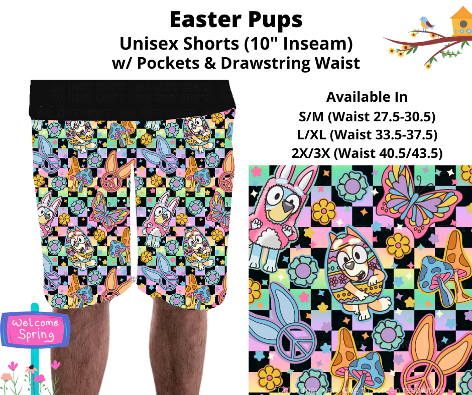 Preorder! Closes 1/20. ETA April. Easter Pups Unisex Shorts