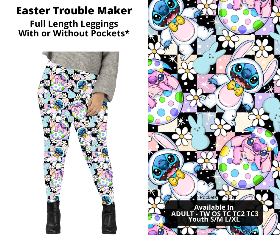 Preorder! Closes 1/20. ETA April. Easter Trouble Maker Full Length Leggings w/wo Pockets