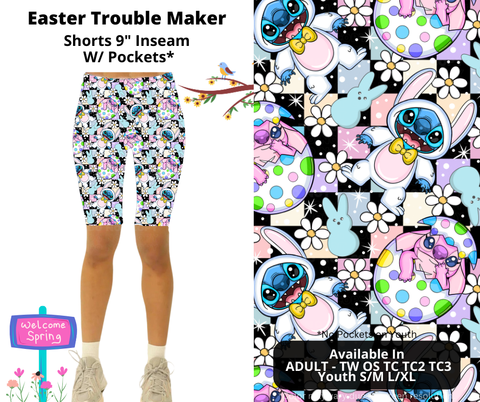 Preorder! Closes 1/20. ETA April. Easter Trouble Maker 9" Inseam Shorts w/wo Pockets