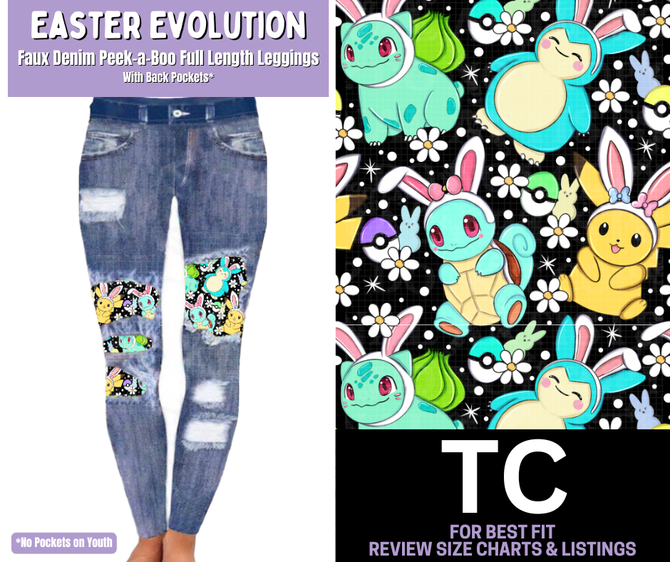 Easter Evolution Faux Denim Full Length Peekaboo Leggings