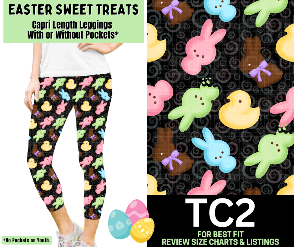 Easter Sweet Treats Capri Length Leggings w/ Pockets