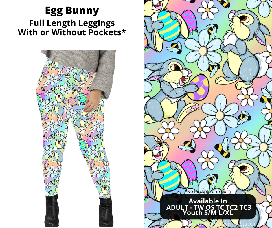 Preorder! Closes 1/20. ETA April. Egg Bunny Full Length Leggings w/wo Pockets