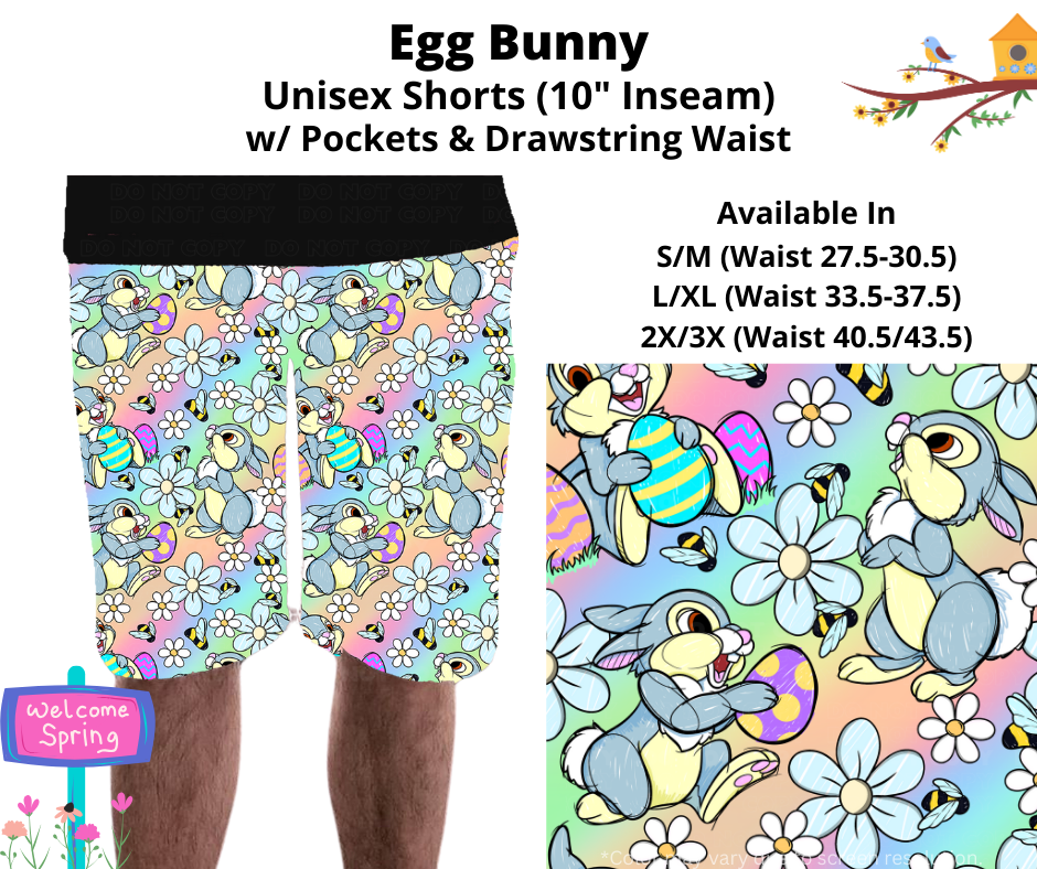 Preorder! Closes 1/20. ETA April. Egg Bunny Unisex Shorts