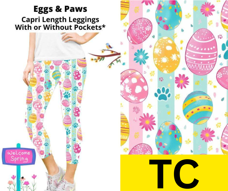 Eggs & Paws Capri Length Leggings w/ Pockets