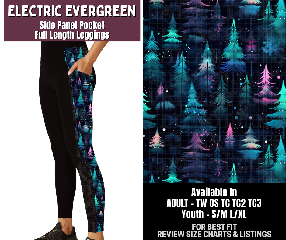 Preorder! Closes 9/14. ETA Dec. Electric Evergreen Side Panel Pocket Full Length Leggings