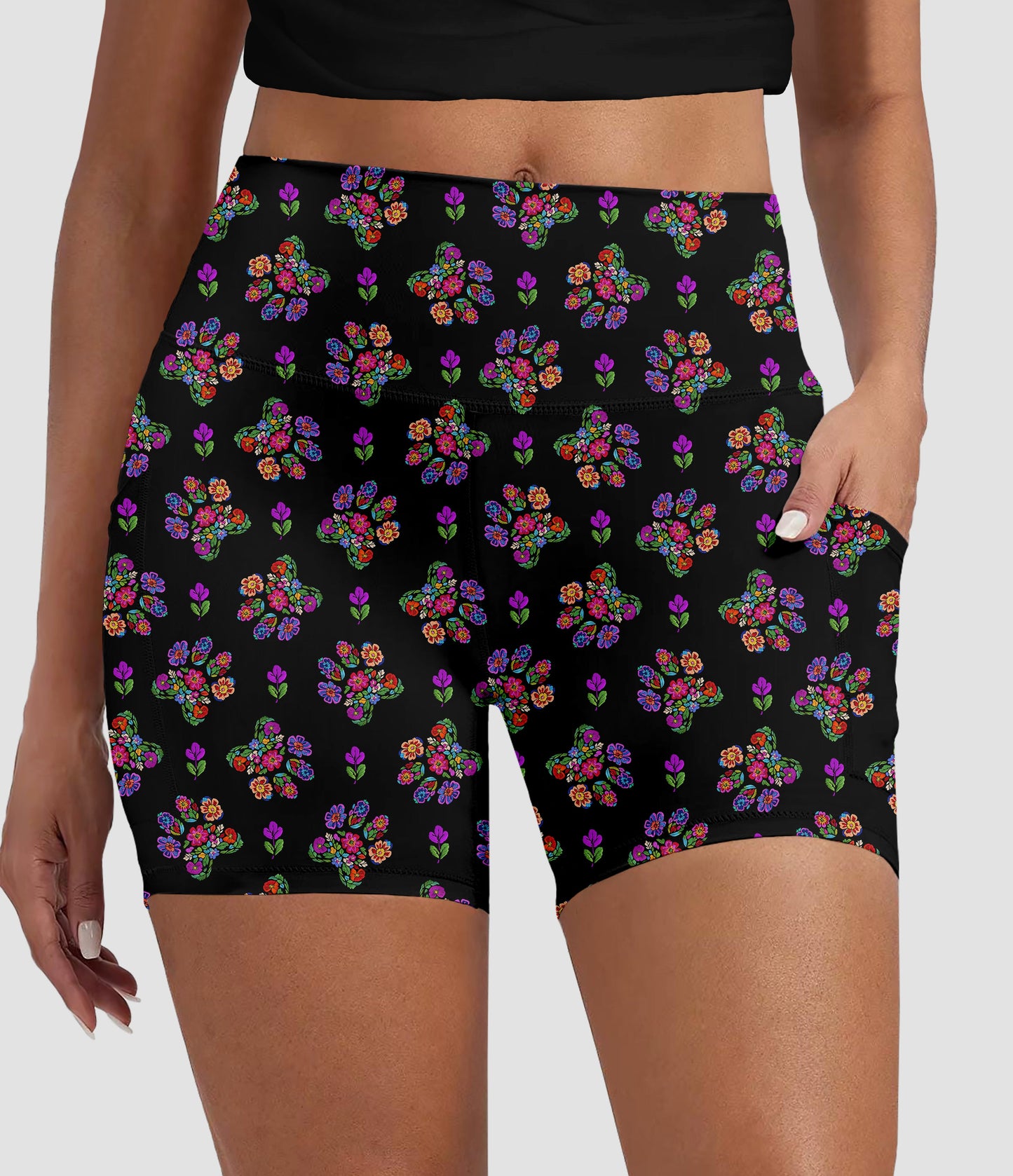 RTS - Embroidered Paws Biker Shorts w/ Pockets