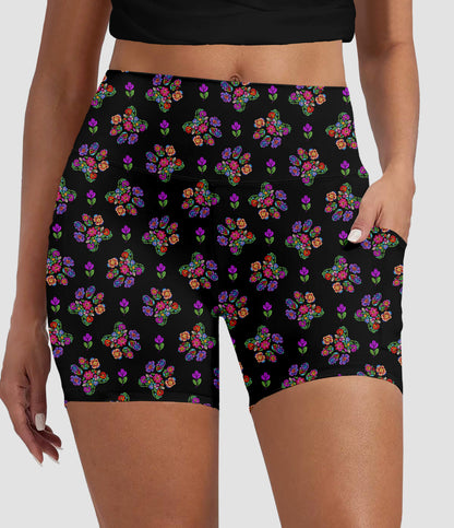 RTS - Embroidered Paws Biker Shorts w/ Pockets