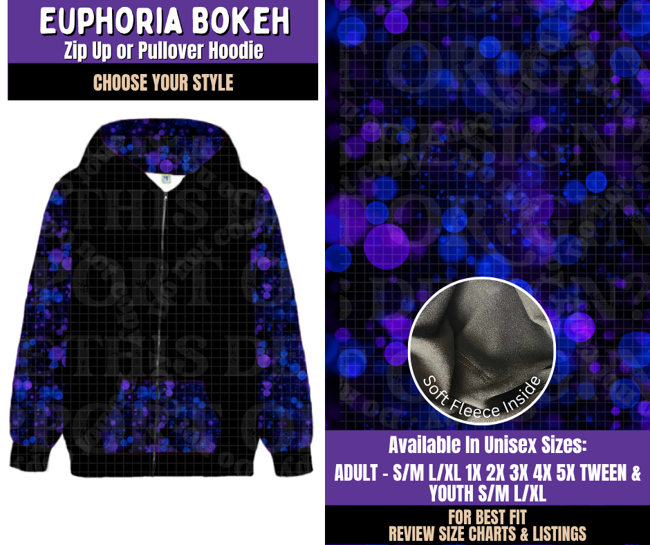 Preorder! Closes 8/5. ETA Nov. Euphoria Bokeh Zip-Up or Pullover Hoodie