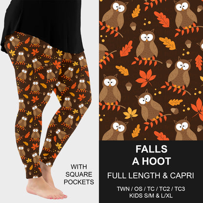 B308 - Preorder Falls a Hoot Leggings w/ Pockets (Closes 8/16. ETA: late Oct.)