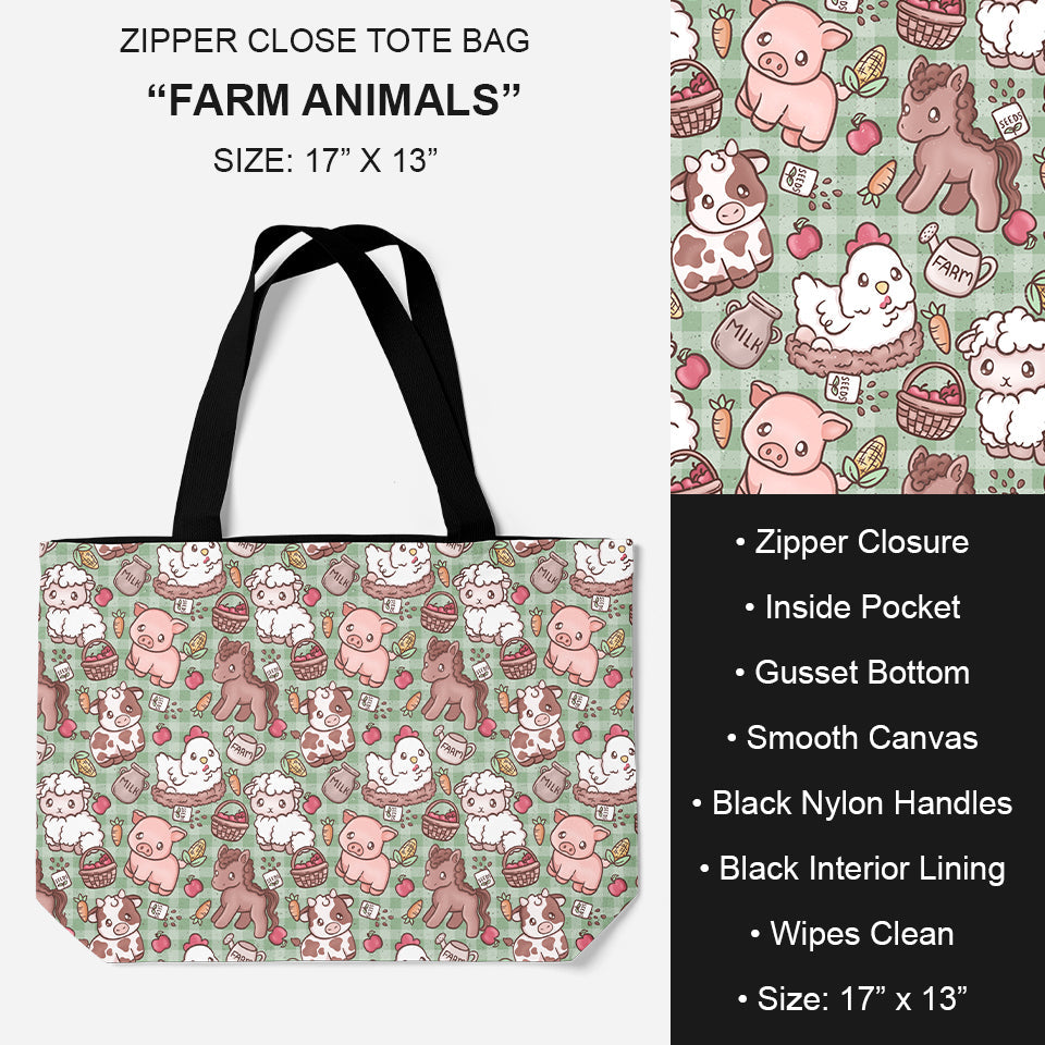 B195 - Preorder Farm Animals Tote Bag (Closes 11/19. ETA: late Jan.)