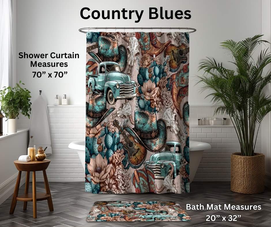 Country Blues Custom Bath Mat