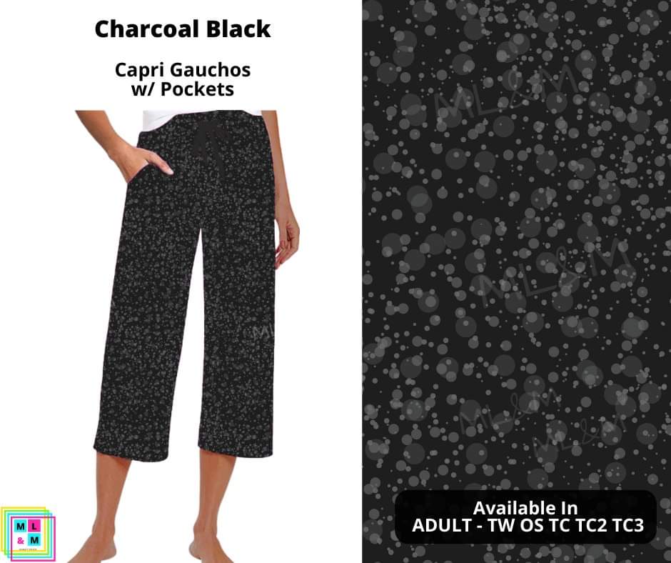 Charcoal Black Capri Gauchos