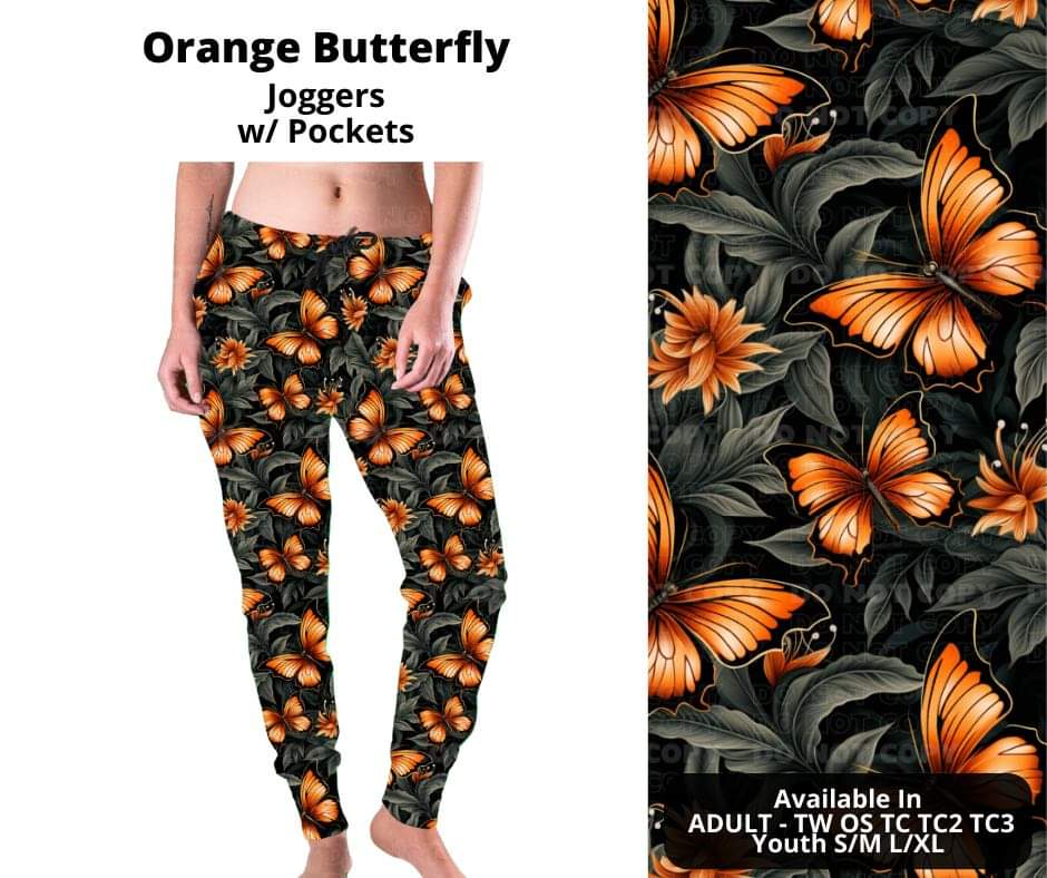 Orange Butterfly Joggers