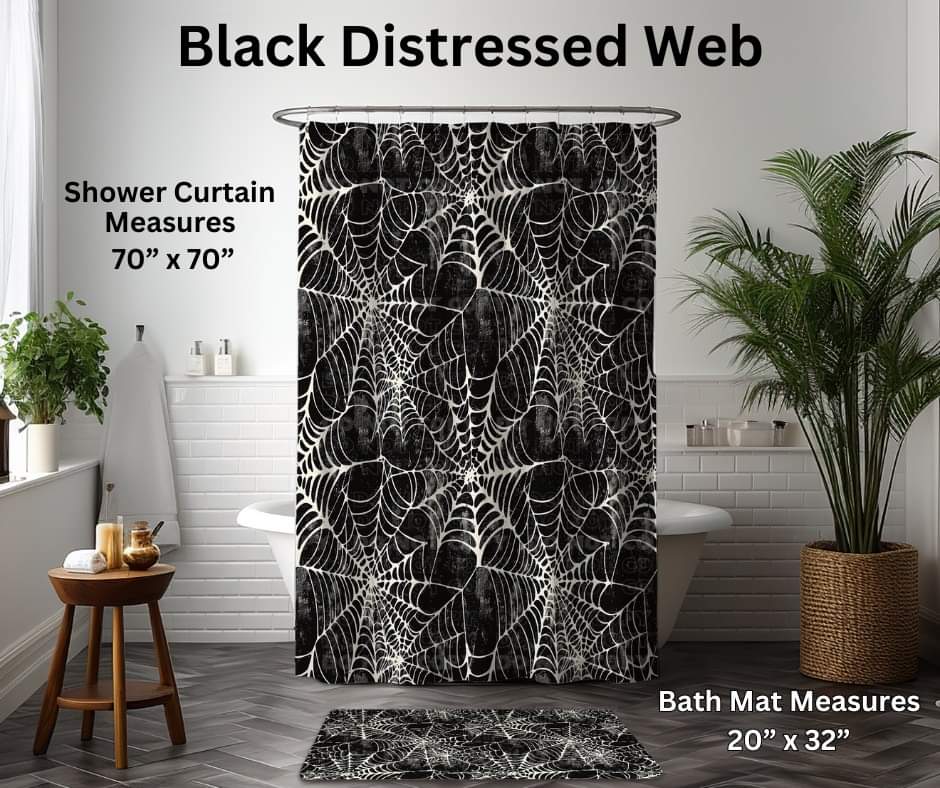 Black Distressed Web Custom Bath Mat