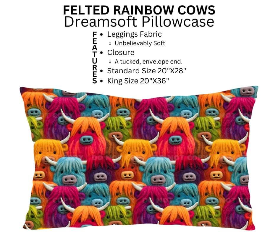 Felted Rainbow Cows Dreamsoft Pillowcase