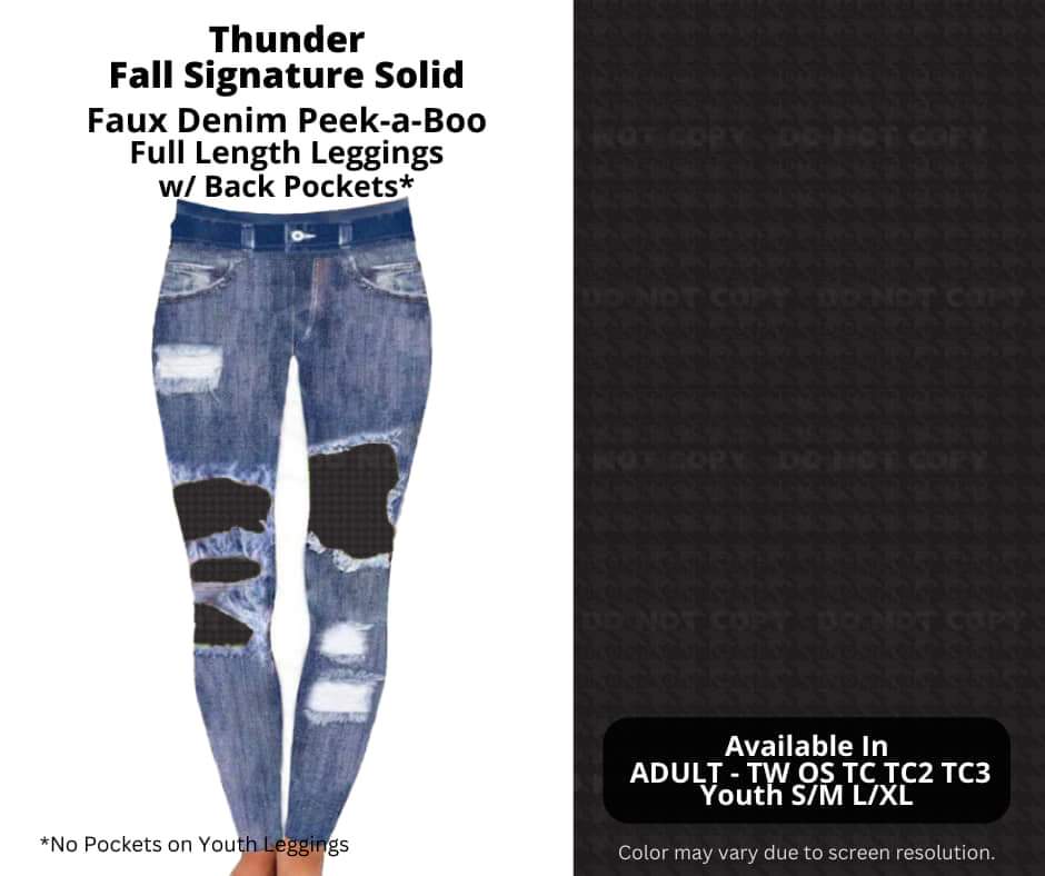 Thunder Faux Denim Full Length Peekaboo Leggings