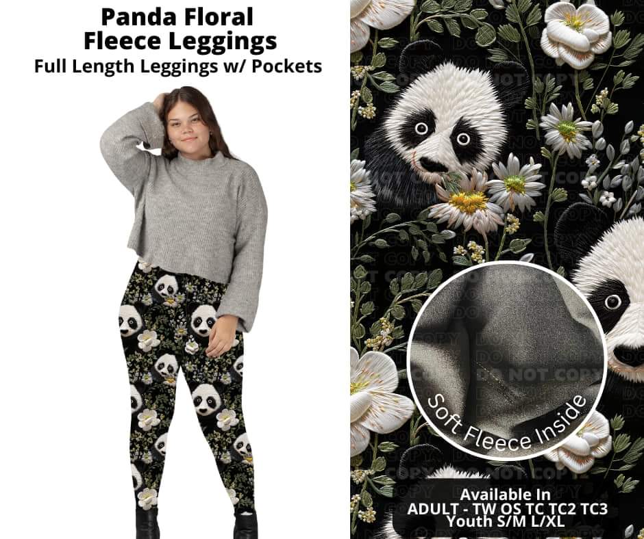 Panda Floral Fleece Leggings