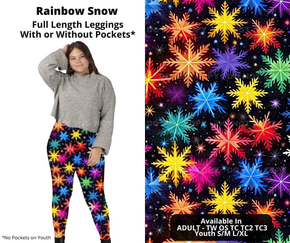 Rainbow Snow Full Length Leggings w/ Pockets