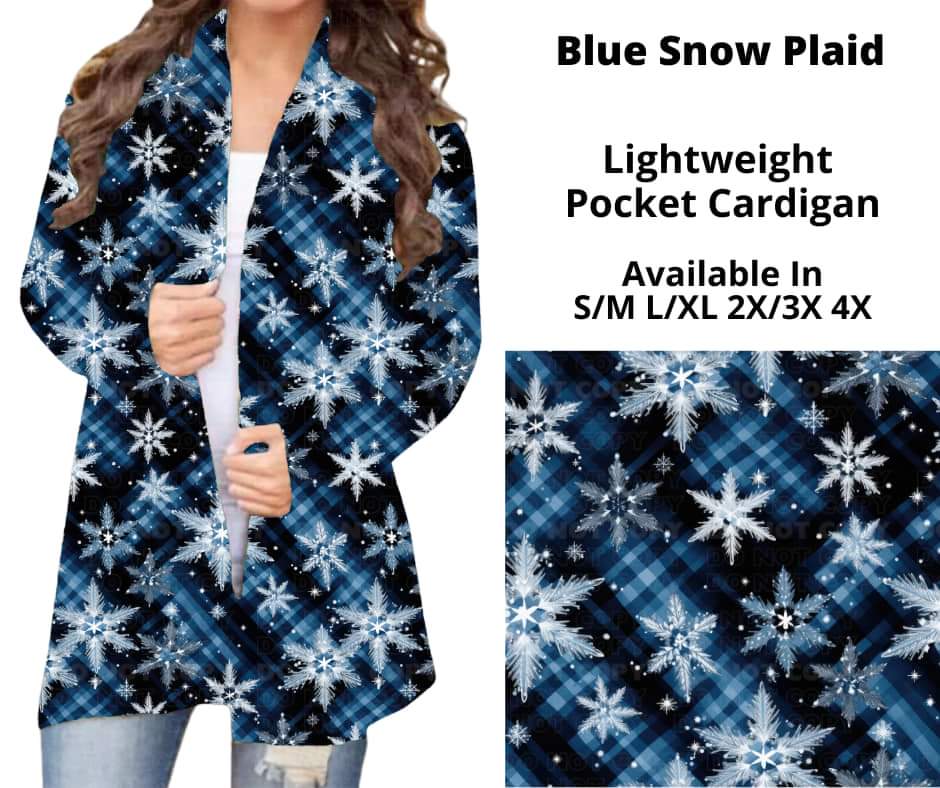 Blue Snow Plaid Pocket Cardigan