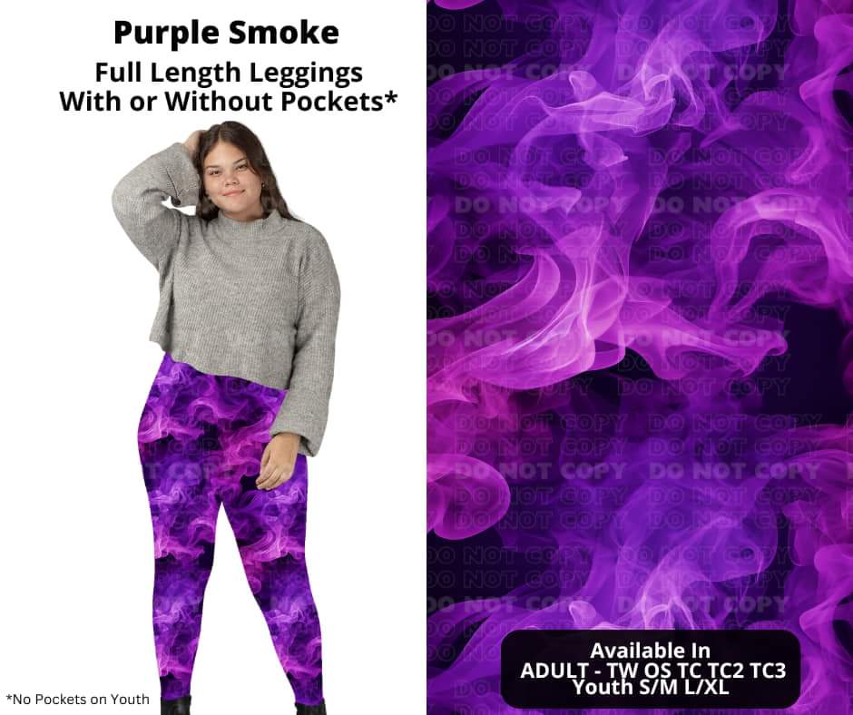 Purple Smoke Full Length Leggings w/ Pockets