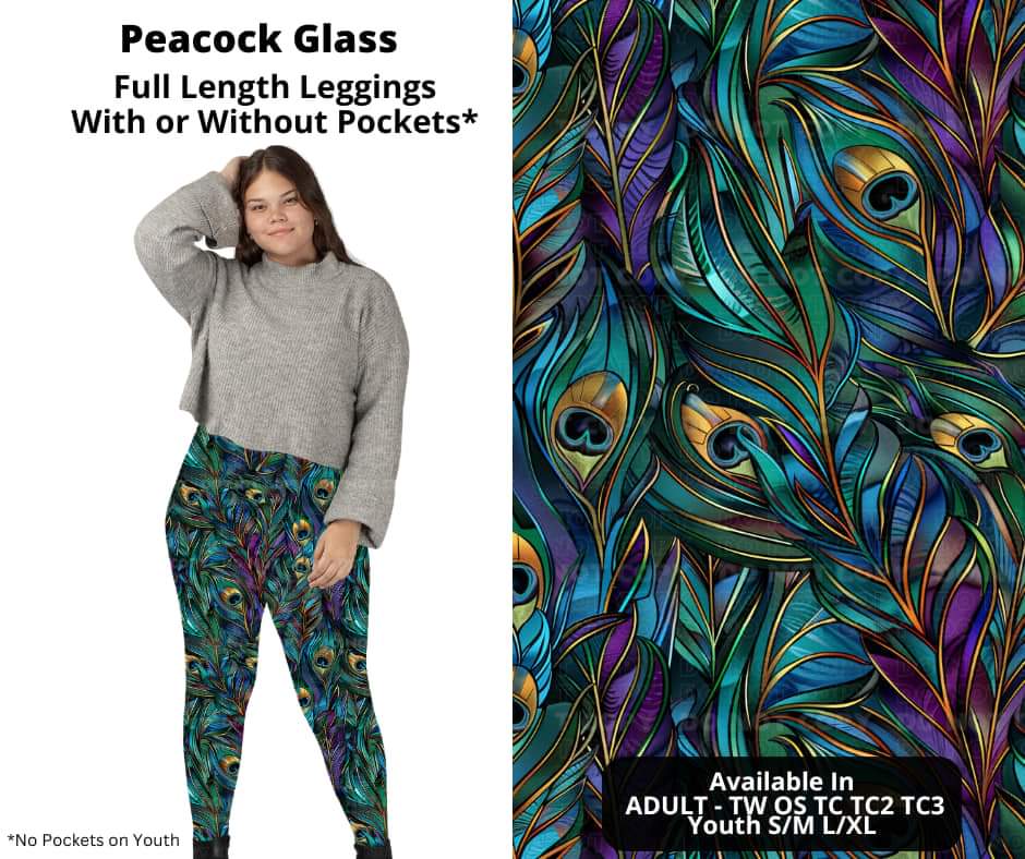 Peacock Glass Full Length Leggings w/ Pockets