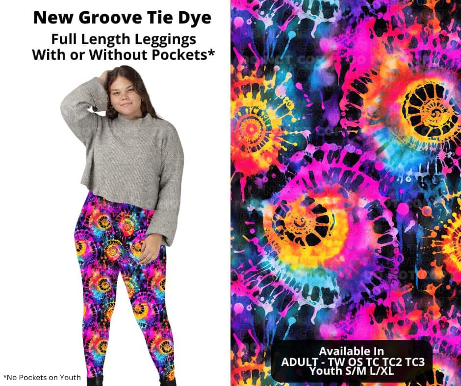 New Groove Tie Dye Full Length Leggings w/ Pockets