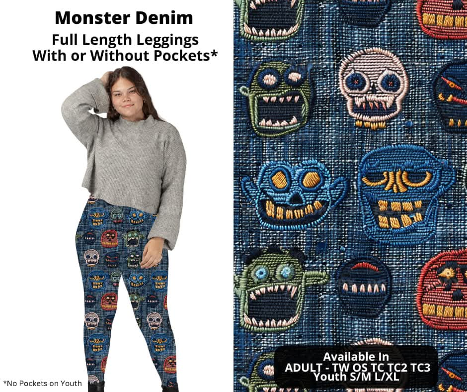 Monster Denim Full Length Leggings w/ Pockets