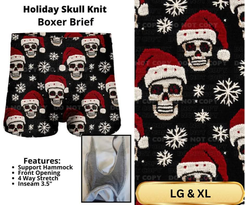 Holiday Skull Knit Boxer Briefs