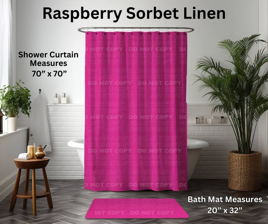 Raspberry Sorbet Linen Custom Shower Curtain