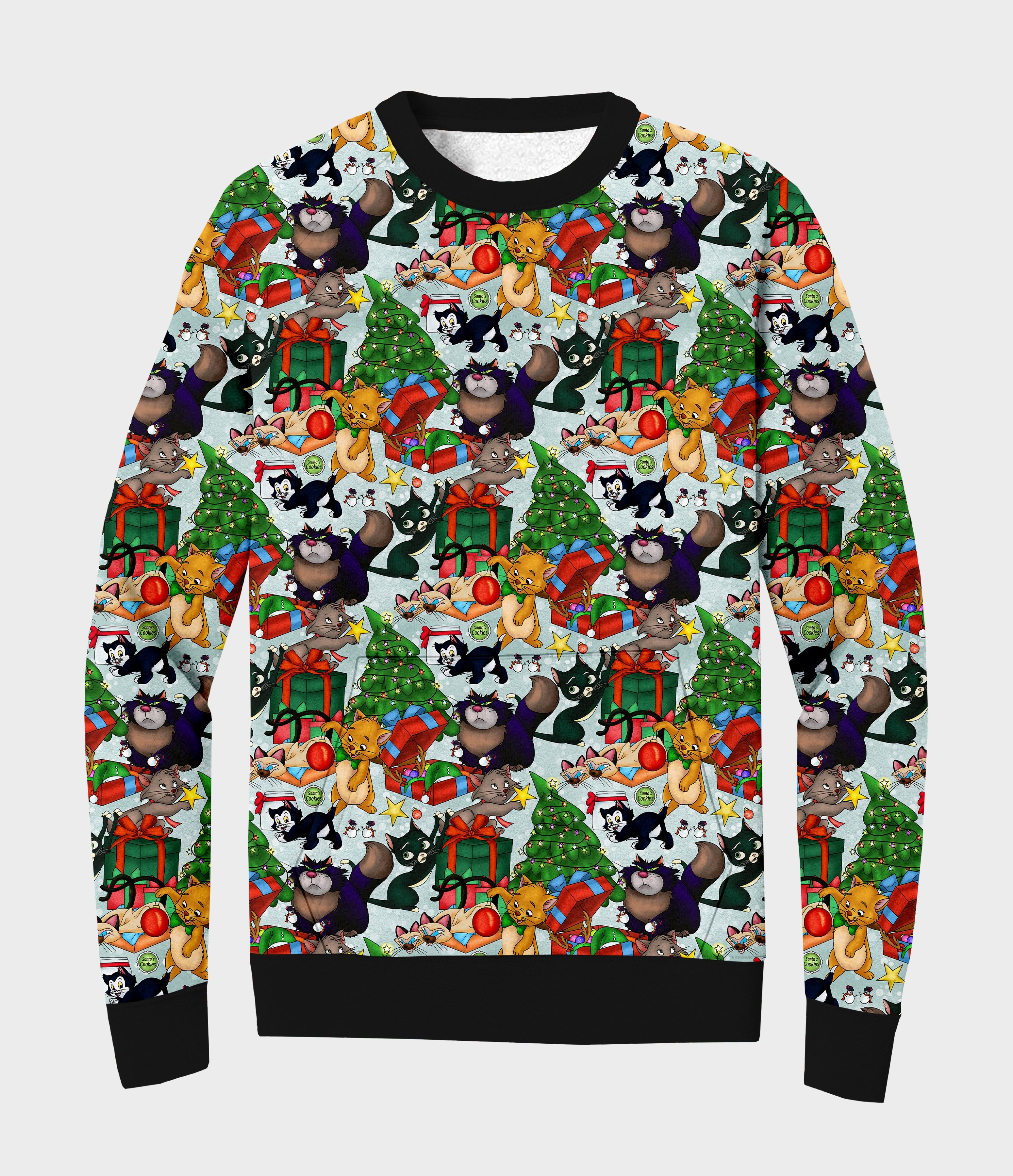 RTS - Festive Cats Sweater w/ Front Pocket