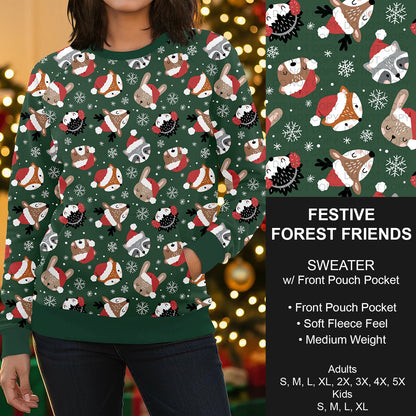 B303 - Preorder Festive Forest Friends Sweater w/ Front Pocket (Closes 7/26. ETA early Oct.)