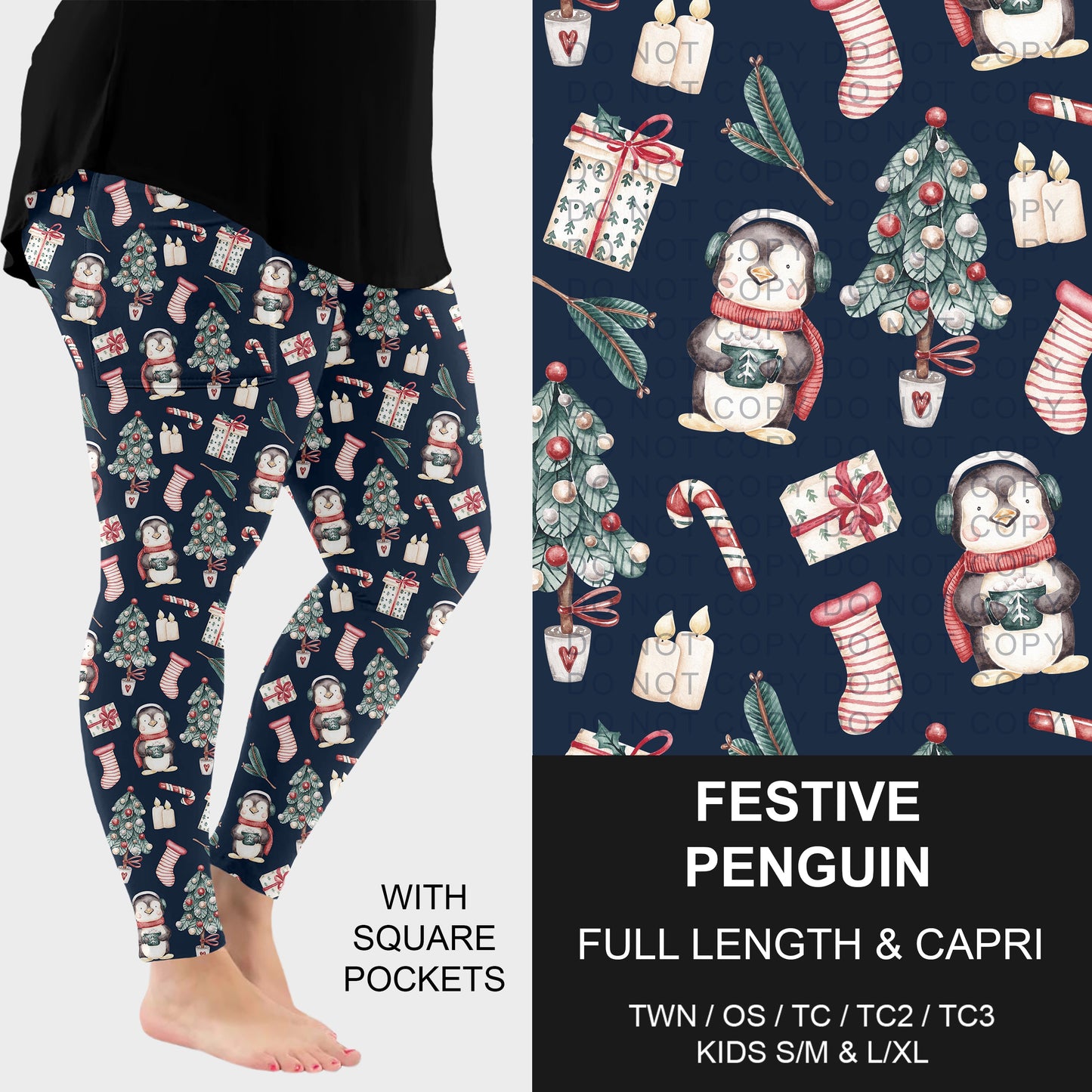 B303 - Preorder Festive Penguin Leggings w/ Pockets (Closes 7/26. ETA: early Oct.)