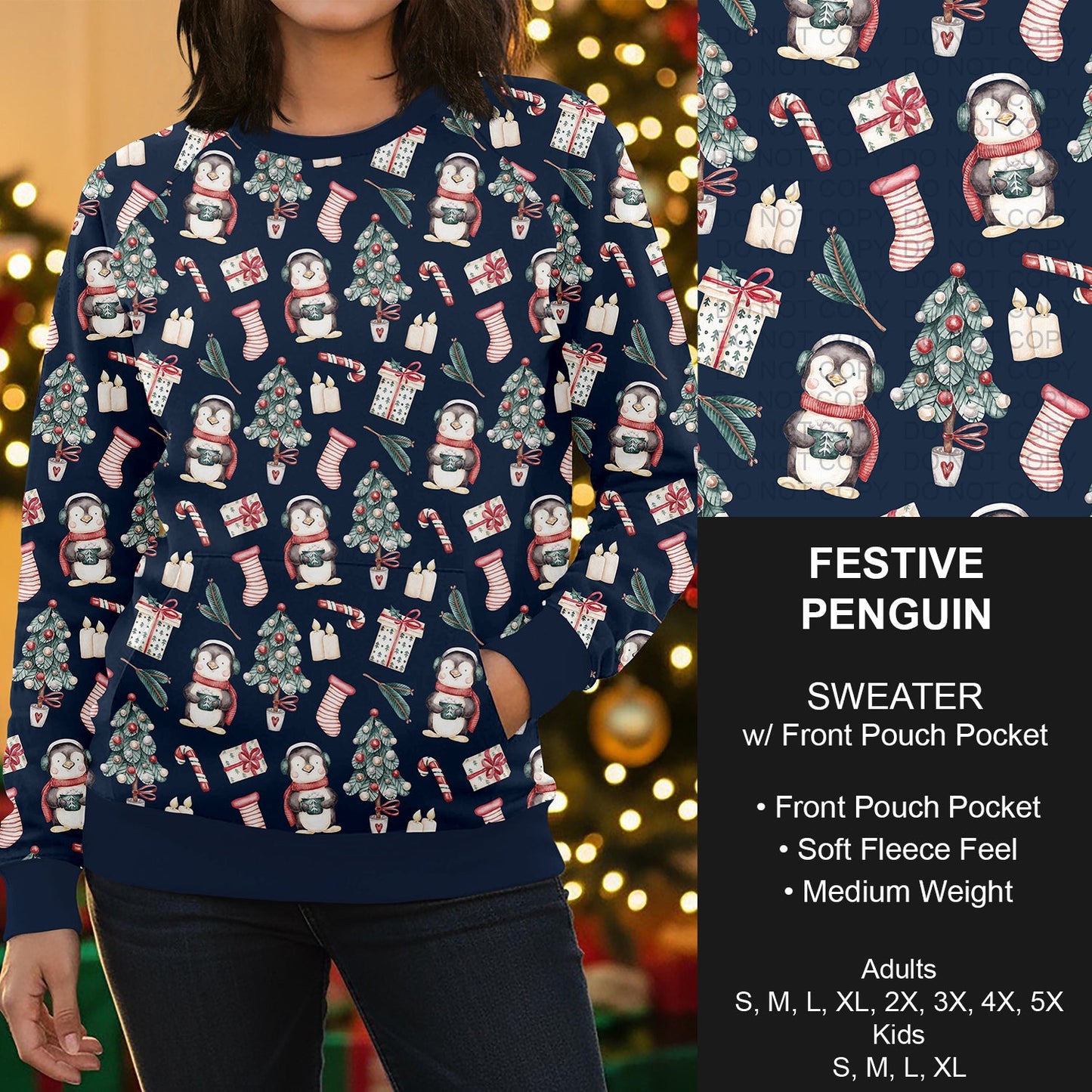 B303 - Preorder Festive Penguin Sweater w/ Front Pocket (Closes 7/26. ETA early Oct.)