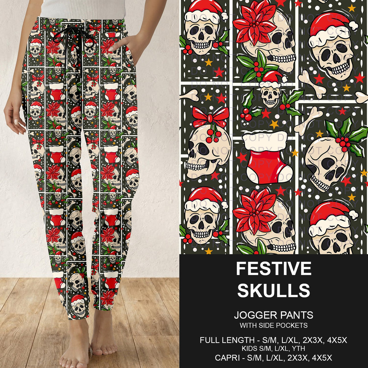 B315 - Preorder Festive Skulls Joggers (Closes 10/04. ETA: early Dec.)