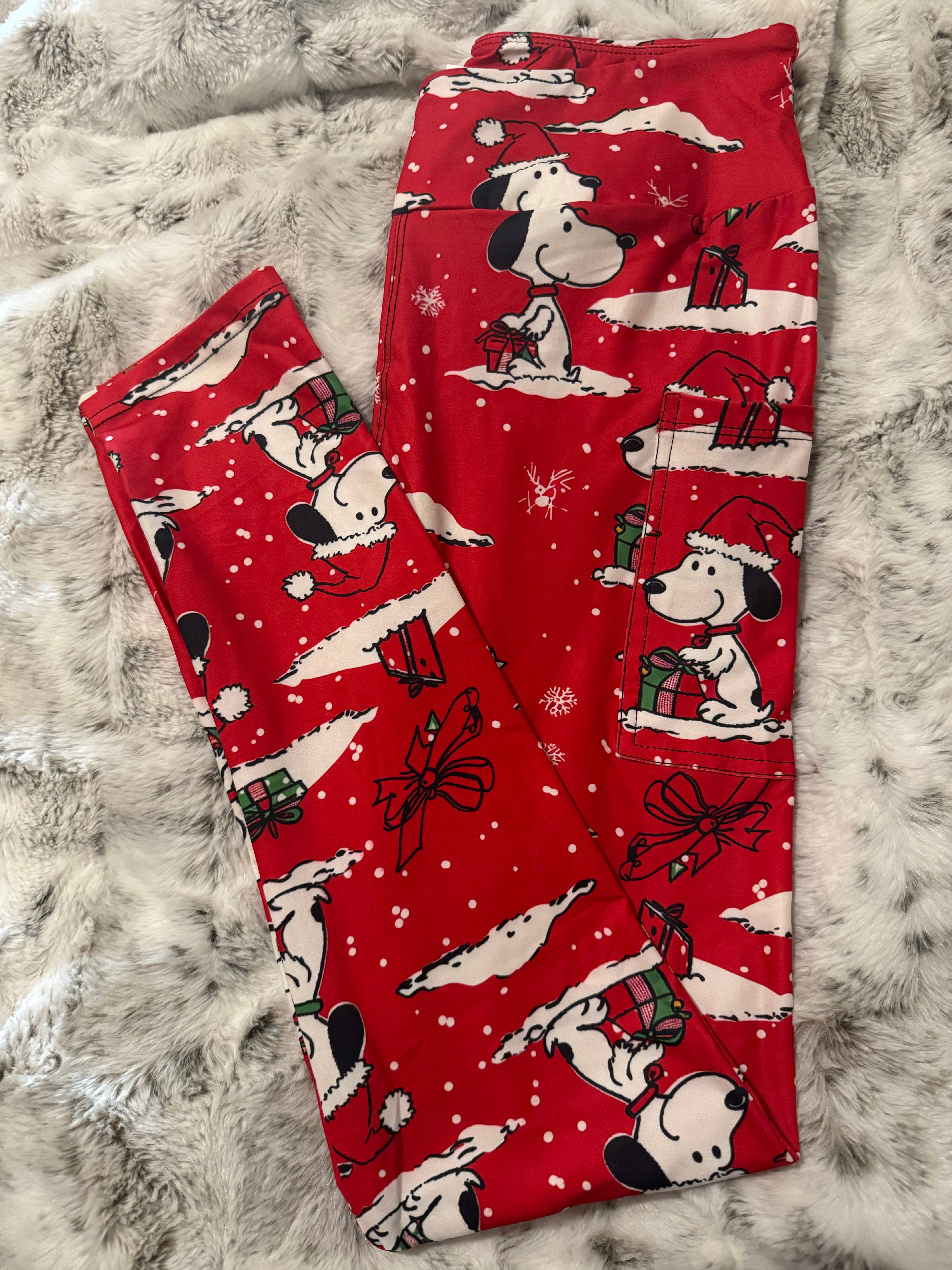 Pup Christmas Friends Full Length Leggings With Pockets