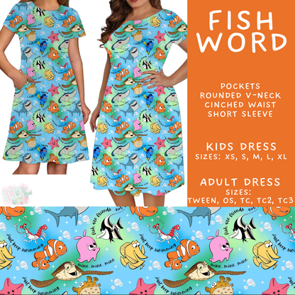 Batch #608 - Magic in Words - Closes 11/4 - ETA early Jan - Fish Word Adult & Kids Dresses