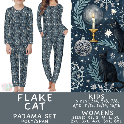 Batch #584 - Christmas Family Pajamas - Closes 9/11 - ETA mid Nov - Flake Cat Womens & Kids Pajama Set